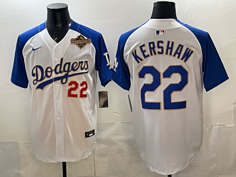 Men Los Angeles Dodgers #22 Kershaw White blue Game 2026 Nike MLB Jersey style 0067->los angeles dodgers->MLB Jersey